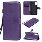 For Oppo Reno4 5G Solid Color Horizontal Flip Protective Leather Case with Holder & Card Slots & Wallet & Photo Frame & Lanyard(Purple) - 1