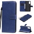 For Oppo Reno4 5G Solid Color Horizontal Flip Protective Leather Case with Holder & Card Slots & Wallet & Photo Frame & Lanyard(Blue) - 1