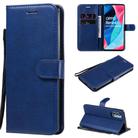 For Oppo Reno4 Pro 5G Solid Color Horizontal Flip Protective Leather Case with Holder & Card Slots & Wallet & Photo Frame & Lanyard(Blue) - 1