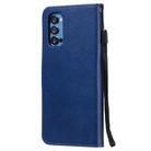 For Oppo Reno4 Pro 5G Solid Color Horizontal Flip Protective Leather Case with Holder & Card Slots & Wallet & Photo Frame & Lanyard(Blue) - 3