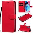 For Oppo Reno4 Pro 5G Solid Color Horizontal Flip Protective Leather Case with Holder & Card Slots & Wallet & Photo Frame & Lanyard(Red) - 1