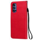 For Oppo Reno4 Pro 5G Solid Color Horizontal Flip Protective Leather Case with Holder & Card Slots & Wallet & Photo Frame & Lanyard(Red) - 3