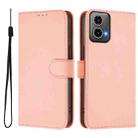 For Motorola Moto G34 5G / G45 5G Skin Feel Solid Color Leather Phone Case with Lanyard(Pink) - 2