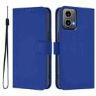 For Motorola Moto G34 5G / G45 5G Skin Feel Solid Color Leather Phone Case with Lanyard(Dark Blue) - 2