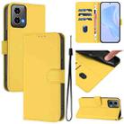 For Motorola Moto G34 5G / G45 5G Skin Feel Solid Color Leather Phone Case with Lanyard(Lemon Yellow) - 1