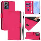 For Motorola Moto G34 5G / G45 5G Skin Feel Solid Color Leather Phone Case with Lanyard(Rose Red) - 1