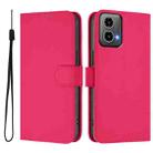 For Motorola Moto G34 5G / G45 5G Skin Feel Solid Color Leather Phone Case with Lanyard(Rose Red) - 2