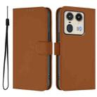 For Motorola Edge 50 5G Global Skin Feel Solid Color Leather Phone Case with Lanyard(Brown) - 2