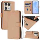 For Motorola Edge 50 5G Global Skin Feel Solid Color Leather Phone Case with Lanyard(Nude) - 1