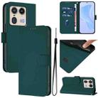 For Motorola Edge 50 5G Global Skin Feel Solid Color Leather Phone Case with Lanyard(Dark Green) - 1