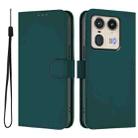 For Motorola Edge 50 5G Global Skin Feel Solid Color Leather Phone Case with Lanyard(Dark Green) - 2