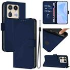 For Motorola Edge 50 5G Global Skin Feel Solid Color Leather Phone Case with Lanyard(Navy Blue) - 1