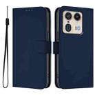 For Motorola Edge 50 5G Global Skin Feel Solid Color Leather Phone Case with Lanyard(Navy Blue) - 2