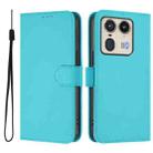 For Motorola Edge 50 5G Global Skin Feel Solid Color Leather Phone Case with Lanyard(Lake Blue) - 2