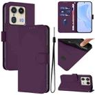 For Motorola Edge 50 5G Global Skin Feel Solid Color Leather Phone Case with Lanyard(Violet) - 1