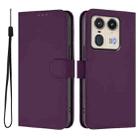 For Motorola Edge 50 5G Global Skin Feel Solid Color Leather Phone Case with Lanyard(Violet) - 2