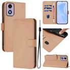 For Motorola Moto E14 / G04 4G Skin Feel Solid Color Leather Phone Case with Lanyard(Nude) - 1