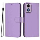 For Motorola Moto E14 / G04 4G Skin Feel Solid Color Leather Phone Case with Lanyard(Lavender Purple) - 2
