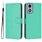 For Motorola Moto E14 / G04 4G Skin Feel Solid Color Leather Phone Case with Lanyard(Green) - 2