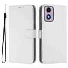 For Motorola Moto E14 / G04 4G Skin Feel Solid Color Leather Phone Case with Lanyard(White) - 2