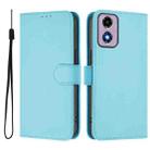 For Motorola Moto E14 / G04 4G Skin Feel Solid Color Leather Phone Case with Lanyard(Sky Blue) - 2