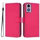 For Motorola Moto E14 / G04 4G Skin Feel Solid Color Leather Phone Case with Lanyard(Rose Red) - 2