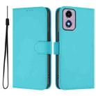 For Motorola Moto E14 / G04 4G Skin Feel Solid Color Leather Phone Case with Lanyard(Lake Blue) - 2