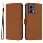 For Motorola Edge 5G 2024 Skin Feel Solid Color Leather Phone Case with Lanyard(Brown) - 2