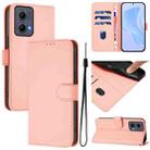 For Motorola Edge 5G 2024 Skin Feel Solid Color Leather Phone Case with Lanyard(Pink) - 1