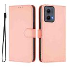 For Motorola Edge 5G 2024 Skin Feel Solid Color Leather Phone Case with Lanyard(Pink) - 2