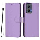 For Motorola Edge 5G 2024 Skin Feel Solid Color Leather Phone Case with Lanyard(Lavender Purple) - 2