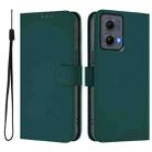 For Motorola Edge 5G 2024 Skin Feel Solid Color Leather Phone Case with Lanyard(Dark Green) - 2