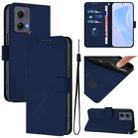 For Motorola Edge 5G 2024 Skin Feel Solid Color Leather Phone Case with Lanyard(Navy Blue) - 1