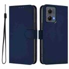 For Motorola Edge 5G 2024 Skin Feel Solid Color Leather Phone Case with Lanyard(Navy Blue) - 2