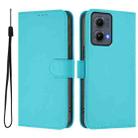 For Motorola Edge 5G 2024 Skin Feel Solid Color Leather Phone Case with Lanyard(Lake Blue) - 2