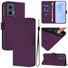 For Motorola Edge 5G 2024 Skin Feel Solid Color Leather Phone Case with Lanyard(Violet) - 1