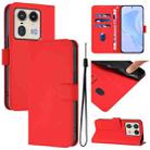 For Motorola Edge 50 Ultra / X50 Ultra Skin Feel Solid Color Leather Phone Case with Lanyard(Red) - 1