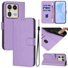 For Motorola Edge 50 Ultra / X50 Ultra Skin Feel Solid Color Leather Phone Case with Lanyard(Lavender Purple) - 1