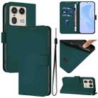 For Motorola Edge 50 Ultra / X50 Ultra Skin Feel Solid Color Leather Phone Case with Lanyard(Dark Green) - 1