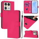 For Motorola Edge 50 Ultra / X50 Ultra Skin Feel Solid Color Leather Phone Case with Lanyard(Rose Red) - 1