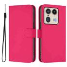 For Motorola Edge 50 Ultra / X50 Ultra Skin Feel Solid Color Leather Phone Case with Lanyard(Rose Red) - 2