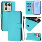 For Motorola Edge 50 Ultra / X50 Ultra Skin Feel Solid Color Leather Phone Case with Lanyard(Lake Blue) - 1