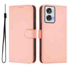 For Motorola Edge 50 Fusion Skin Feel Solid Color Leather Phone Case with Lanyard(Pink) - 2