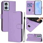 For Motorola Edge 50 Fusion Skin Feel Solid Color Leather Phone Case with Lanyard(Lavender Purple) - 1