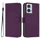 For Motorola Edge 50 Fusion Skin Feel Solid Color Leather Phone Case with Lanyard(Violet) - 2