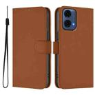 For Motorola Moto G24 Power 4G India Skin Feel Solid Color Leather Phone Case with Lanyard(Brown) - 2