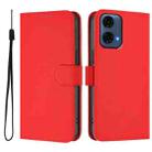 For Motorola Moto G24 Power 4G India Skin Feel Solid Color Leather Phone Case with Lanyard(Red) - 2