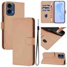 For Motorola Moto G24 Power 4G India Skin Feel Solid Color Leather Phone Case with Lanyard(Nude) - 1