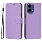 For Motorola Moto G24 Power 4G India Skin Feel Solid Color Leather Phone Case with Lanyard(Lavender Purple) - 2