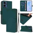 For Motorola Moto G24 Power 4G India Skin Feel Solid Color Leather Phone Case with Lanyard(Dark Green) - 1